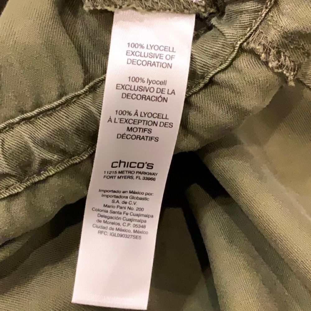 Chico’s Playful Floral Embroidered Anorak Green Jacket MP Medium Petite - Picture 14 of 14